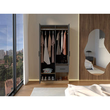 Closet Giroa, Plata Oscuro y Fresno Europeo, con dos puertas abatibles