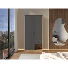 Closet Giroa, Plata Oscuro y Fresno Europeo, con dos puertas abatibles