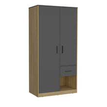 Closet Giroa, Plata Oscuro y Fresno Europeo, con dos puertas abatibles