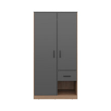 Closet Ader, Plata Oscuro y Fresno Europeo, de dos puertas ZF