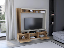 Mesa Para Tv Bromley, Toquilla y Café Claro, con Espacio Para Televisor de Hasta 70 Pulgadas