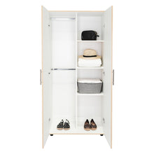 Closet Tera, Beige y Blanco, Dos Puertas Abatibles y Dos Tubos Cromados