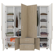 Closet Dallas, Cartagena y Blanco, con Ocho Puertas Abatibles y Dos Cajones Organizadores