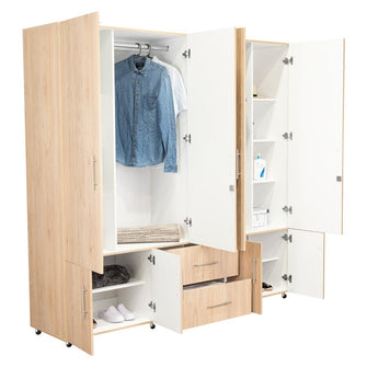 Closet Dallas, Beige y Blanco, con Ocho Puertas Abatibles y Dos Cajones Organizadores