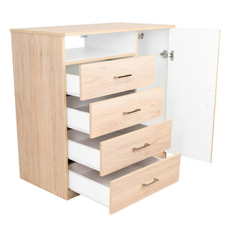 Organizador Barlovento, Beige y Blanco con Cuatro Cajones y una puerta