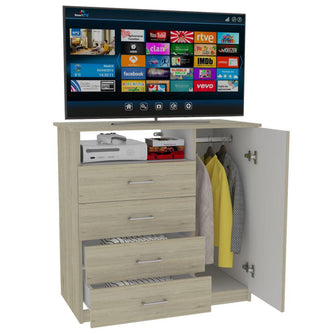 Organizador Barlovento, Beige y Blanco con Cuatro Cajones y una puerta X2