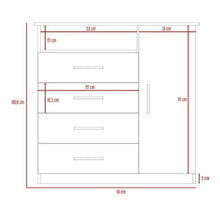 Organizador Barlovento, Beige y Blanco con Cuatro Cajones y una puerta X2