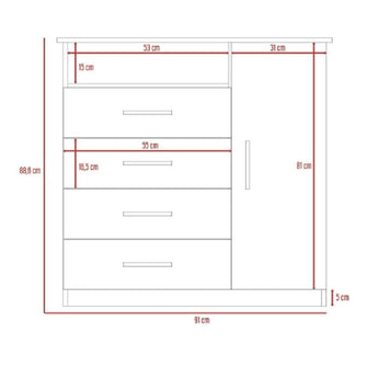 Organizador Barlovento, Beige y Blanco con Cuatro Cajones y una puerta X2