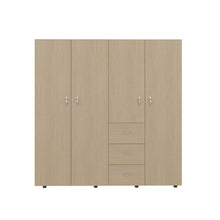 Closet Poche, Cartagena y Blanco, con Tres Cajones Multiusos y Cuatro Puertas Batientes
