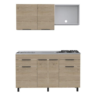 Cocina Integral Perla, Beige y Blanco, Incluye Mesón Izquierdo