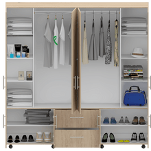 Closet Dallas, Beige y Blanco, con Ocho Puertas Abatibles y Dos Cajones Organizadores Fld