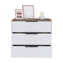 Organizador Wesley, Beige y Blanco, con tres cajones y Manijas Metálicas