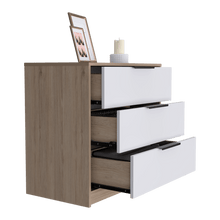 Organizador Wesley, Beige y Blanco, con tres cajones y Manijas Metálicas