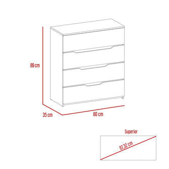 Organizador Zory, Beige y Blanco, con Cuatro Cajones