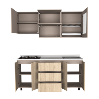 Cocina Integral Giotto, Beige y Cocoa, Incluye Mesón