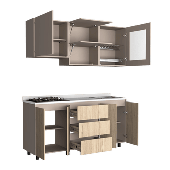 Cocina Integral Giotto, Beige y Cocoa, Incluye Mesón
