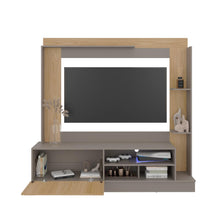 Mesa Para Tv Doha, Cocoa y Fresno Europeo, Con Variedad de Entrepaños