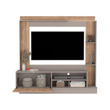 Mesa Para Tv Doha, Cocoa y Miel, Con Variedad de Entrepaños