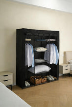 Closet Organizador Erba, Negro, En tela con variedad de entrepaños centrales