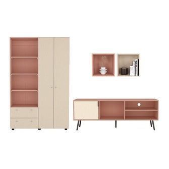 Combo para Habitación Jules, Incluye Closet - Mesa de Tv y 2 Repisas