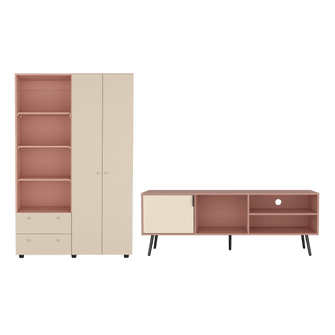 Combo para Habitación Jules 1, Incluye Closet y Mesa para TV 65"