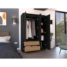 Closet Cruella, Wengue y Lenno, con dos puertas abatibles debe ser anclado a la pared 120