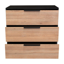 Organizador Wesley, Wengue y Miel, con Tres Cajones Amplios y Manijas Metálicas