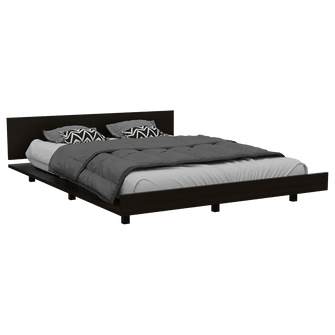 Cama Queen Wesley, Wengue y Miel, Incluye Tendido de Tablas