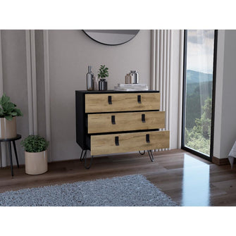 Organizador Huna, Wengue y Macadamia, Con Tres Amplios Cajones Deslizadores Para Guardar Objetos Personales ZF X2