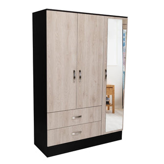 Closet Quiles, Wengue y Humo, con Espejo, Tubo Para Colgar Ropa, 3 Puertas Abatibles    ZF