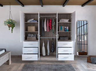 Closet Cooper, Humo y Blanco, con Seis Cajones Organizadores