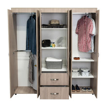 Closet Bariloche Bombay, Bardolino y Blanco Vainilla, Variedad de Entrepaños y Seis Puertas Abatibles