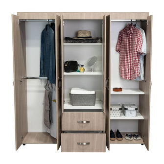 Closet Bariloche Bombay, Bardolino y Blanco Vainilla, Variedad de Entrepaños y Seis Puertas Abatibles