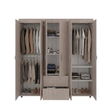 Closet Bariloche Bombay, Positano y Blanco Vainilla, Variedad de Entrepaños y Seis Puertas Abatibles