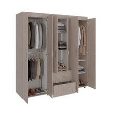 Closet Bariloche Bombay, Positano y Blanco Vainilla, Variedad de Entrepaños y Seis Puertas Abatibles