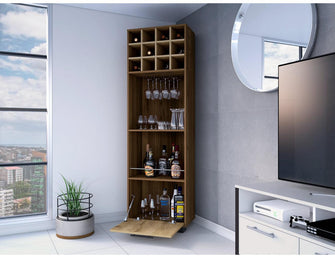 Mueble Multiusos Sarume, Castaño y Macadamia, con Amplio Espacio de Almacenamiento y Porta Copas