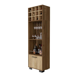 Mueble Multiusos Sarume, Castaño y Macadamia, con Amplio Espacio de Almacenamiento y Porta Copas