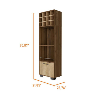 Mueble Multiusos Sarume, Castaño y Macadamia, con Amplio Espacio de Almacenamiento y Porta Copas