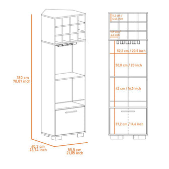 Bar Sarume, Castaño y Macadamia, con Amplio Espacio de Almacenamiento y Porta Copas