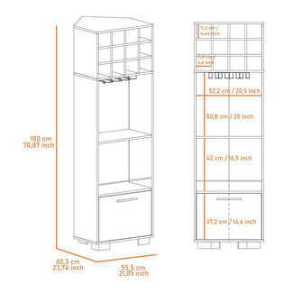 Mueble Multiusos Sarume, Castaño y Macadamia, con Amplio Espacio de Almacenamiento y Porta Copas