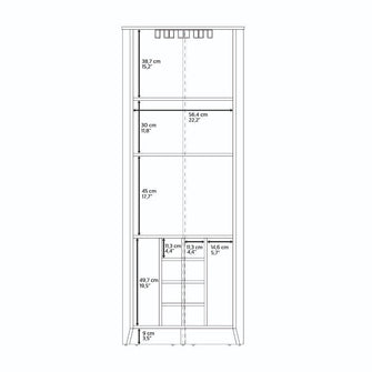 Mueble Multiusos Sarume, Macadamia, con Espacio Para Ocho Botellas y Tres Entrepaños