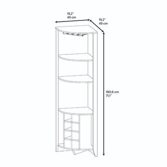 Mueble Multiusos Sarume, Macadamia, con Espacio Para Ocho Botellas y Tres Entrepaños