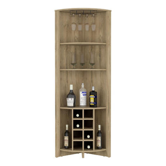 Mueble Multiusos Sarume, Macadamia, con Espacio Para Ocho Botellas y Tres Entrepaños