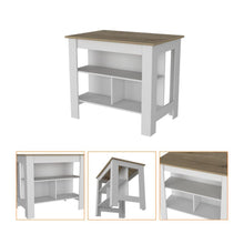 Barra de Cocina Cala, Café Claro y Blanco Duqueza, con Amplia Superficie en la Mesa ZF