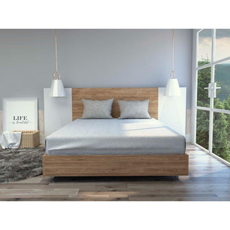 Cama Doble Nekrask, Miel y Blanco, Incluye Cabecera Cop