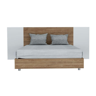 Cama Doble Nekrask, Miel y Blanco, Incluye Cabecera Cop