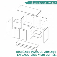 Barra de Cocina Ginger, Wengue, contiene tres entrepaños para guardar objetos de cocina ZF