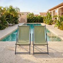 Set de 2 Sillas Plegables Reclinable Kenya, Verde, con Tres Posiciones