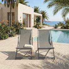 Set de 4 Sillas Plegable Reclinable Kenya, Gris Oscuro, con Tres Posiciones