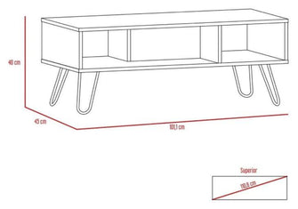 Mesa de Centro Lara, Wengue y Caoba,  con Amplio Espacio y Patas de Acero